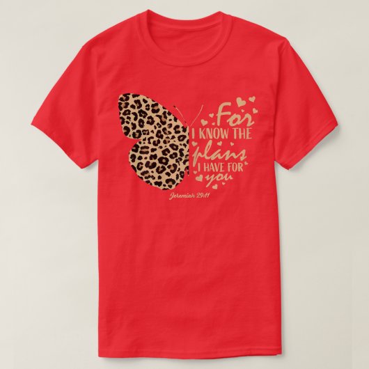 Cute Cheetah Print Butterfly Christelijk Religies  T-shirt (Design voorkant)