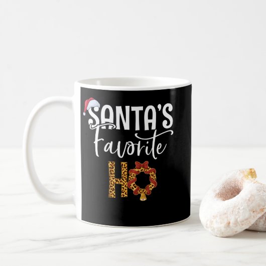 Cute Cheetah Santa's favoriete Ho Kerstmis Koffiemok (Met donut)