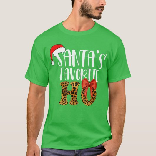 Cute Cheetah Santas Favorite Ho Christmas Funny Na T-shirt (Voorkant)