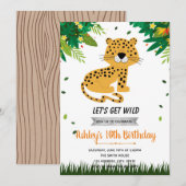 Cute cheetah verjaardagsuitnodiging kaart (Voorkant / Achterkant)
