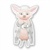 Cute Chef Bat met mixing Bowl Sticker (Voorkant)