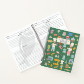 Cute Chef Cartoon Green Personalized Recipe Notitieboek (Binnen)