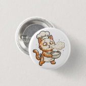 Cute Chef Cat Cooking Hot Food Button (Voorkant /achterkant)