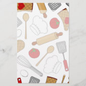 Cute Chef/Cook Love Pattern Briefpapier (Voorkant)