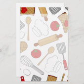 Cute Chef/Cook Love Pattern Briefpapier (Voorkant / Achterkant)