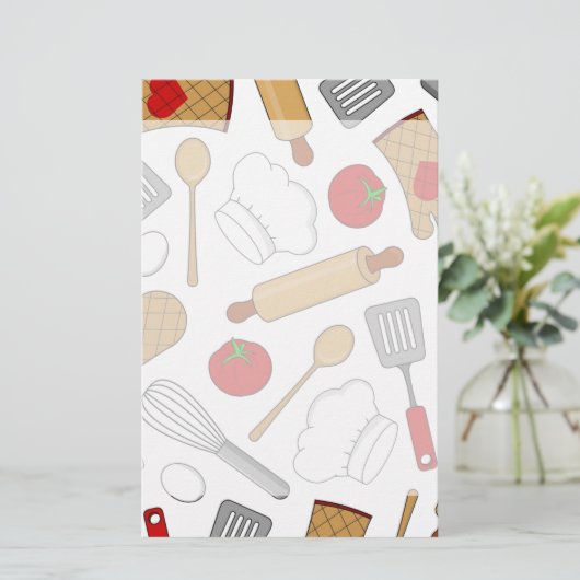 Cute Chef/Cook Love Pattern Briefpapier (Staand voorkant)