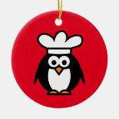 Cute chef cook pinguin cartoon, aangepast kerstfee keramisch ornament (Voorkant)