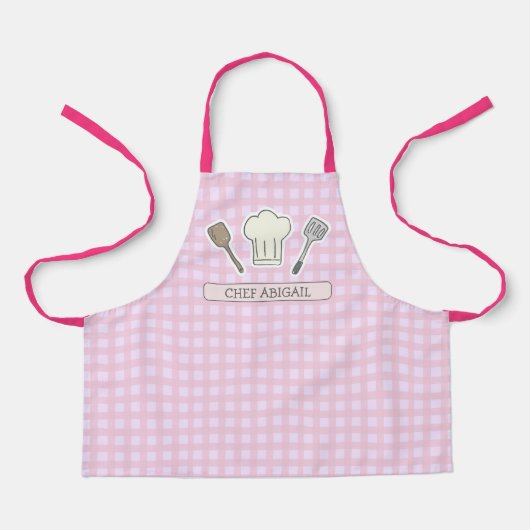 Cute Chef Cooking Personalized Pink Gingham Schort (Voorkant)