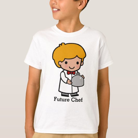 Cute Chef met Bow-Stropdas en dienblad T-shirt (Voorkant)