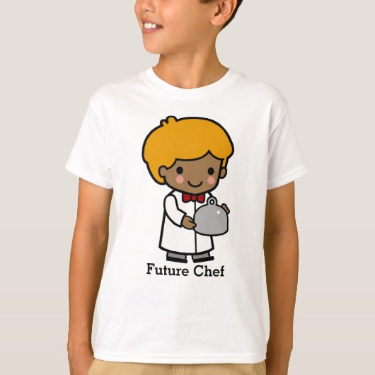 Cute Chef met Bow-Stropdas en dienblad T-shirt (Voorkant)