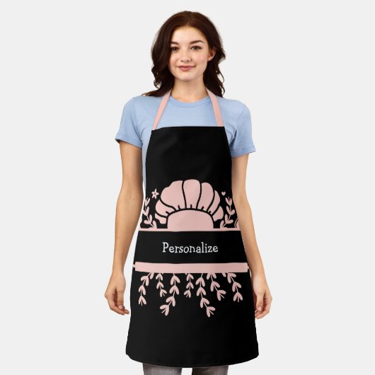 Cute Chef Pet Rolling Pin Baker Roze zwart Schort (Gedragen)