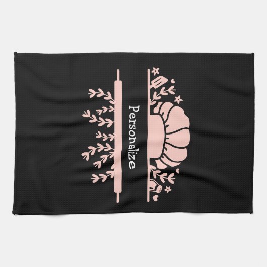 Cute Chef Pet Rolling Pin Baker Roze zwart Theedoek (Horizontaal)