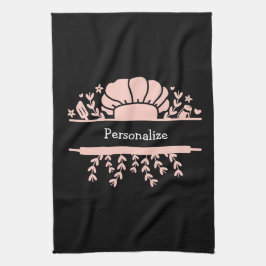 Cute Chef Pet Rolling Pin Baker Roze zwart Theedoek