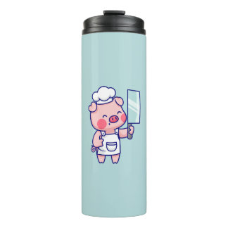 Cute Chef Pig with Cleaver Thermosbeker