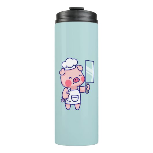 Cute Chef Pig with Cleaver Thermosbeker (Voorkant)