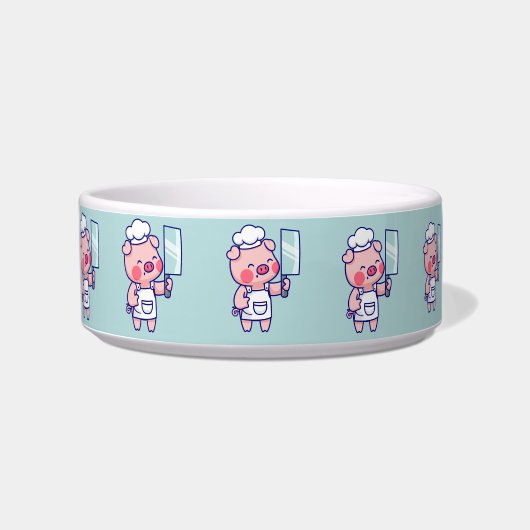 Cute Chef Pig with Cleaver Voerbakje (Voorkant)