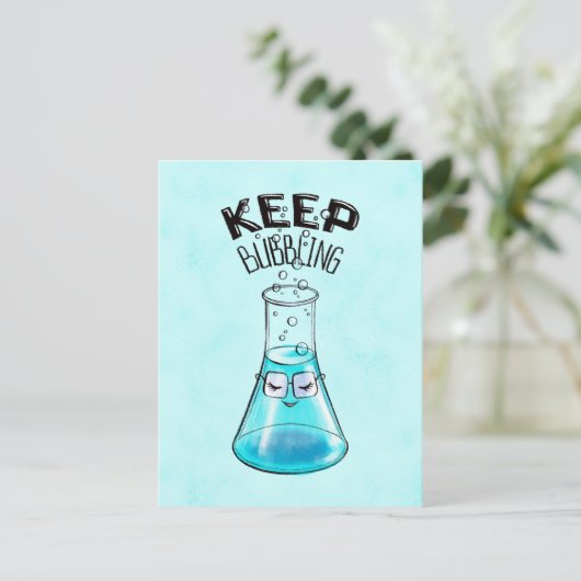 Cute Chemistry Funny Nerdy Lab Character Briefkaart (Staand voorkant)