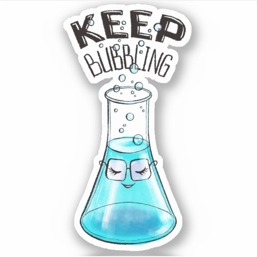 Cute Chemistry Funny Nerdy Lab Character Sticker (Voorkant)