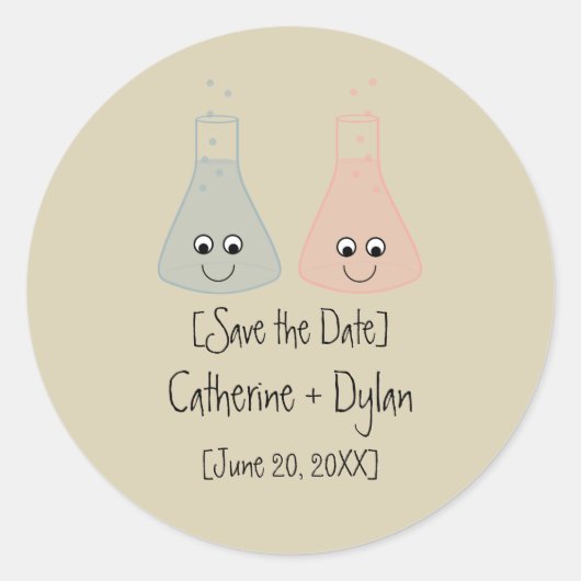 Cute Chemistry Save the Date Stickers (Voorkant)