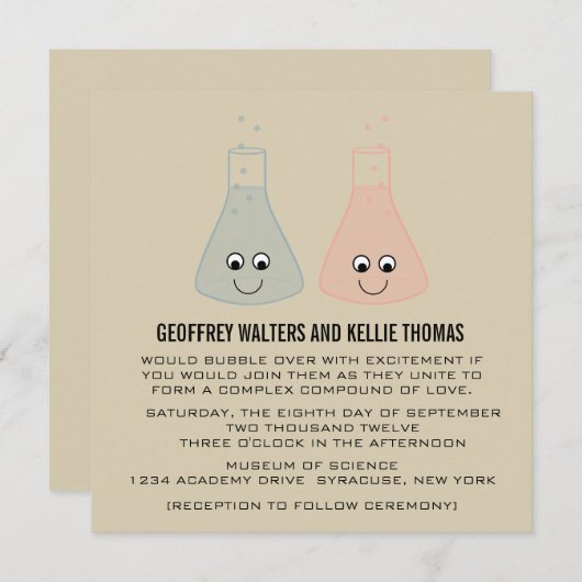 Cute Chemistry Wedding Invite Kaart (Voorkant / Achterkant)