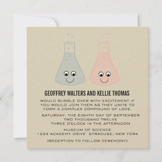 Cute Chemistry Wedding Invite Kaart (Voorkant)
