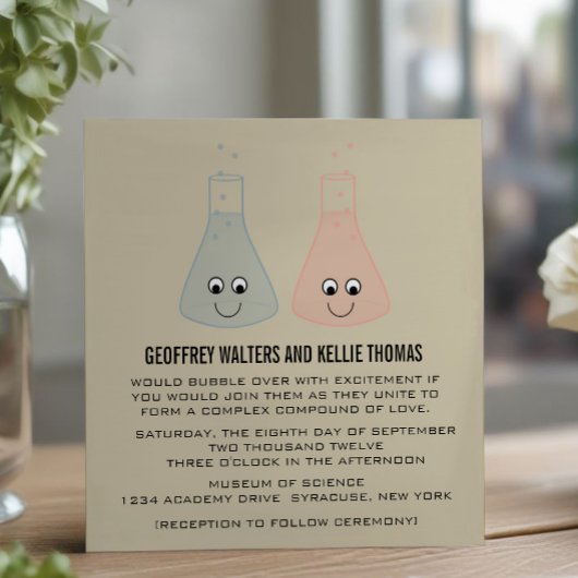 Cute Chemistry Wedding Invite Kaart