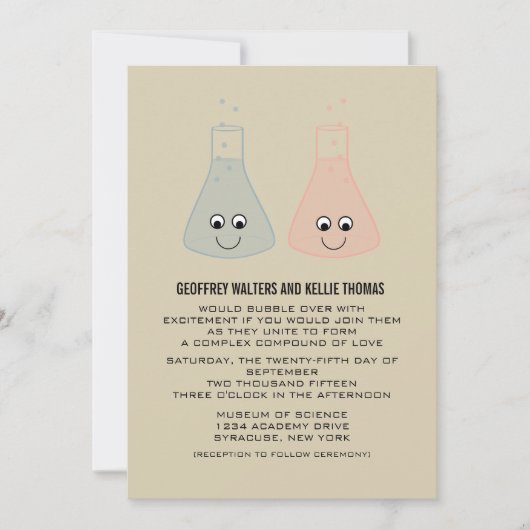 Cute Chemistry Wedding Invite Vertical Kaart (Voorkant)