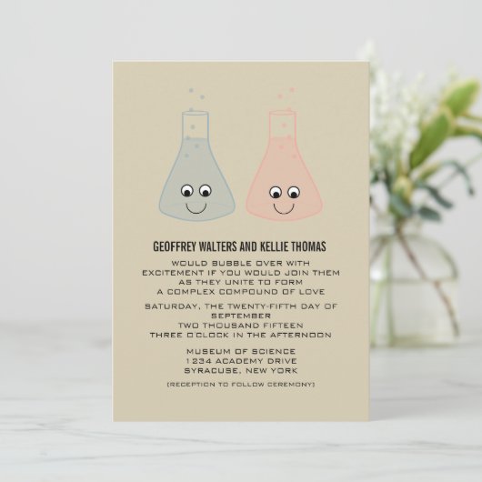Cute Chemistry Wedding Invite Vertical Kaart (Staand voorkant)