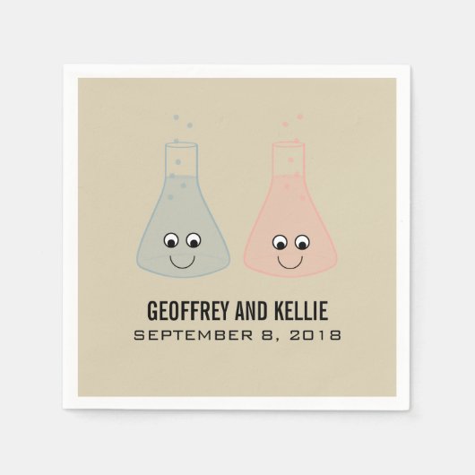 Cute Chemistry Wedding Paper Napkins Servetten (Voorkant)
