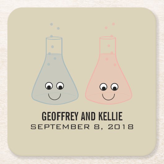 Cute Chemistry Wedding Paper Onderzetters (Voorkant)