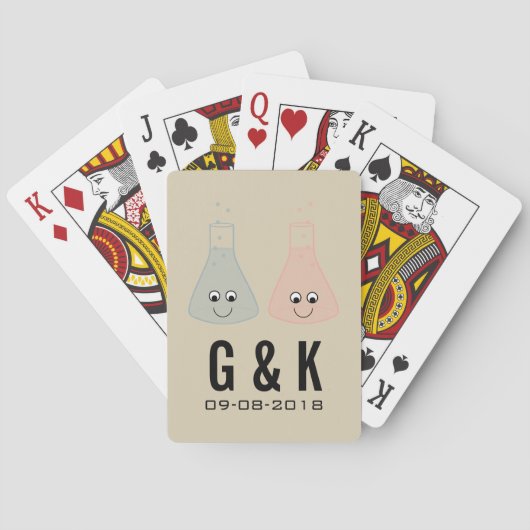 Cute Chemistry Wedding-speelkaarten Pokerkaarten (Achterkant)