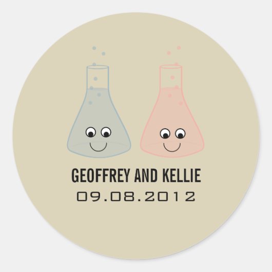 Cute Chemistry Wedding Stickers (Voorkant)