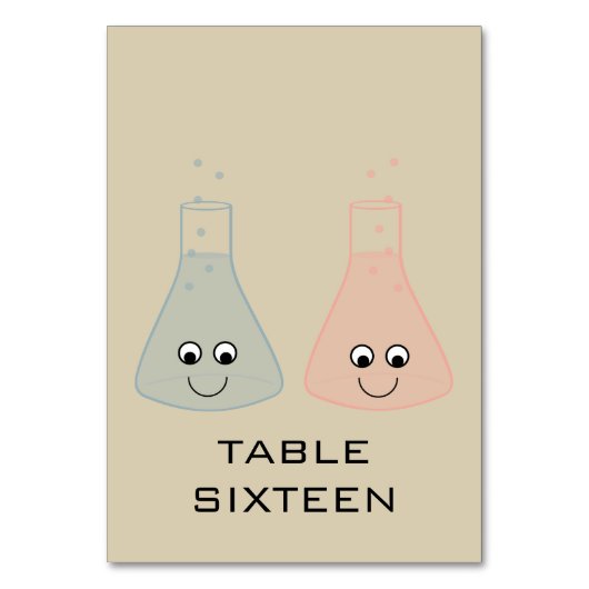 Cute Chemistry Wedding Table Kaart (Voorkant)