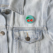 Cute Cherries Badge Pin Button (In situ)