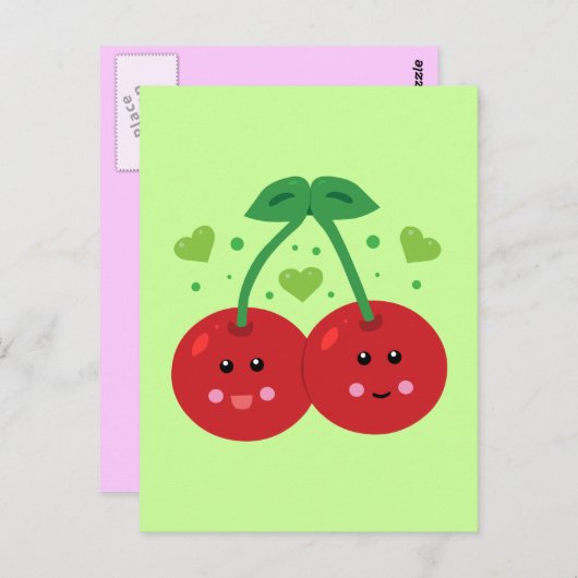 Cute Cherries Briefkaart (Voorkant / Achterkant)