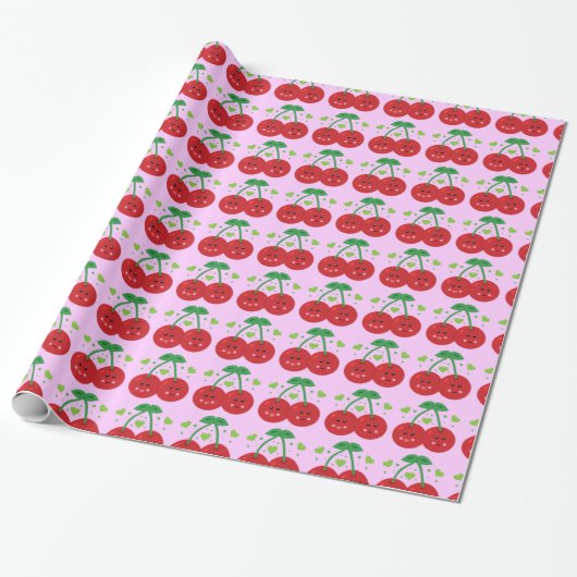 Cute Cherries Cadeaupapier (Uitgerold)