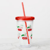 Cute Cherries Pattern Monogram Acryl Drinkbeker