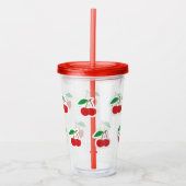 Cute Cherries Pattern Monogram Acryl Drinkbeker (Voorkant)