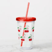 Cute Cherries Pattern Monogram Acryl Drinkbeker (Achterkant)