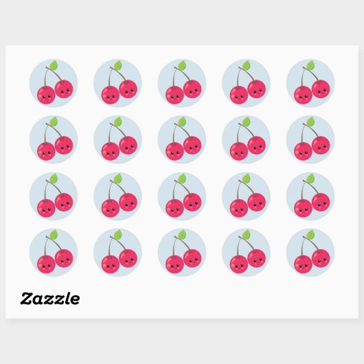 Cute Cherries Ronde Sticker (Vel)