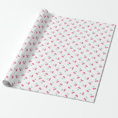 Cute Cherry Aesthetic Cherries Pattern White Cadeaupapier (Uitgerold)