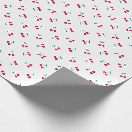 Cute Cherry Aesthetic Cherries Pattern White Cadeaupapier (Hoek)