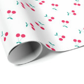Cute Cherry Aesthetic Cherries Pattern White Cadeaupapier (Rol Hoek)