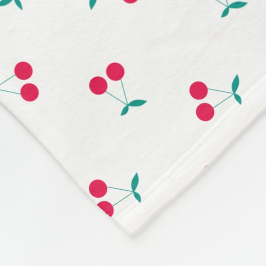 Cute Cherry Aesthetic Cherries Pattern White Fleece Deken (Hoek)
