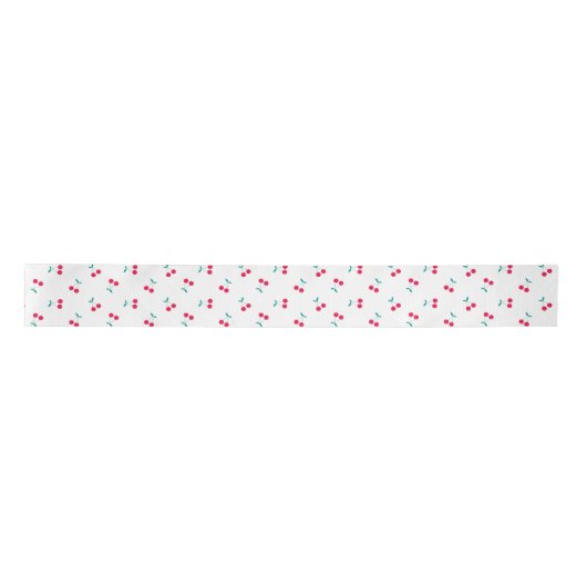 Cute Cherry Aesthetic Cherries Pattern White Satijnen Lint (Voorkant)