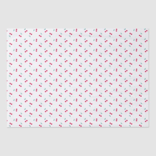 Cute Cherry Aesthetic Cherries Pattern White Tissuepapier (Voorkant)