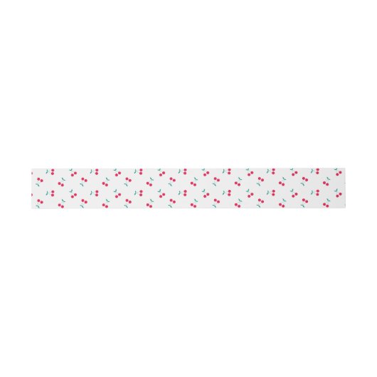 Cute Cherry Aesthetic Cherries Pattern White Uitnodigingen Wikkel (Vlak)