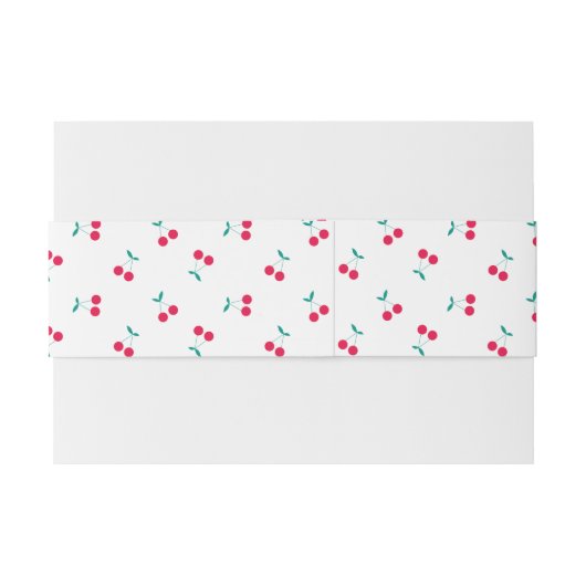 Cute Cherry Aesthetic Cherries Pattern White Uitnodigingen Wikkel (Achterkant Voorbeeld)