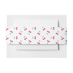Cute Cherry Aesthetic Cherries Pattern White Uitnodigingen Wikkel