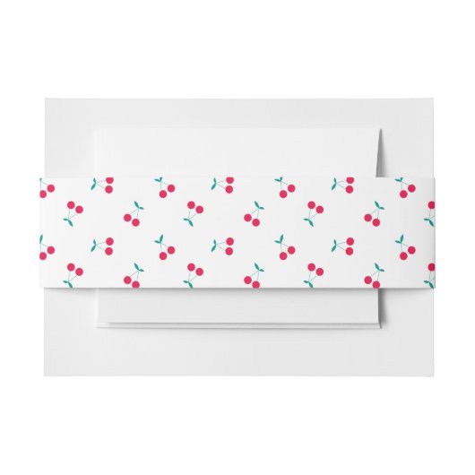 Cute Cherry Aesthetic Cherries Pattern White Uitnodigingen Wikkel (Voorkant Voorbeeld)